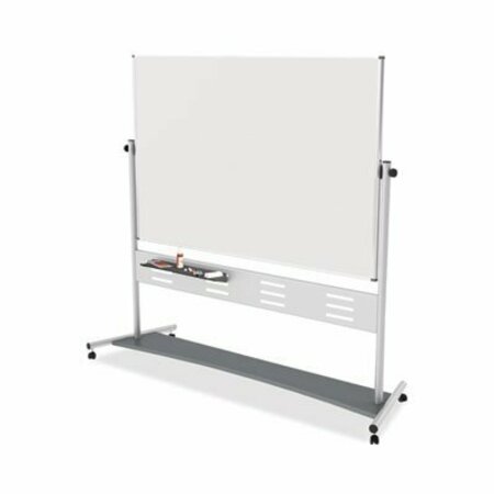 BI-SILQUE MasterVisi, Magnetic Reversible Mobile Easel, 70 4/5w X 47 1/5h, 80inh, White/silver QR5507